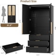 thumbnail image 4 of Armoire Wardrobe Closet with 3 Drawers and 2 Doors, Modern Tall Wooden Wardrobe Cabinet for Hanging Clothes, Bedroom Storage Organizer, Black, 4 of 8
