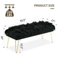 thumbnail image 4 of Black Faux Fur Ottoman  Upholstered Furry Entryway Bedroom  with Gold Metal Legs, Modern Contemporary Long  Ottoman Hair Foot Rest Stool for Entryway, Living Room, Bedroom, 4 of 6