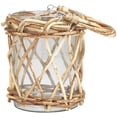 thumbnail image 5 of DecMode Clear Glass Handmade Decorative Candle Lantern with Brown Rattan Woven Exterior and Twisted Handle, 5 of 7