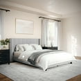 thumbnail image 5 of Martha Stewart Kay Queen Upholstered Platform Bed with Channel Stitched Wingback Headboard and Cushioned Siderails, Wood Slat Foundation, No Box Spring Needed, Gray, 5 of 11
