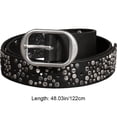 thumbnail image 3 of Hfppkn Metal Studded Punk Waist Belt PU Leather Rock Fashion Belt for Men Women Jeans 122cm Black, 3 of 7