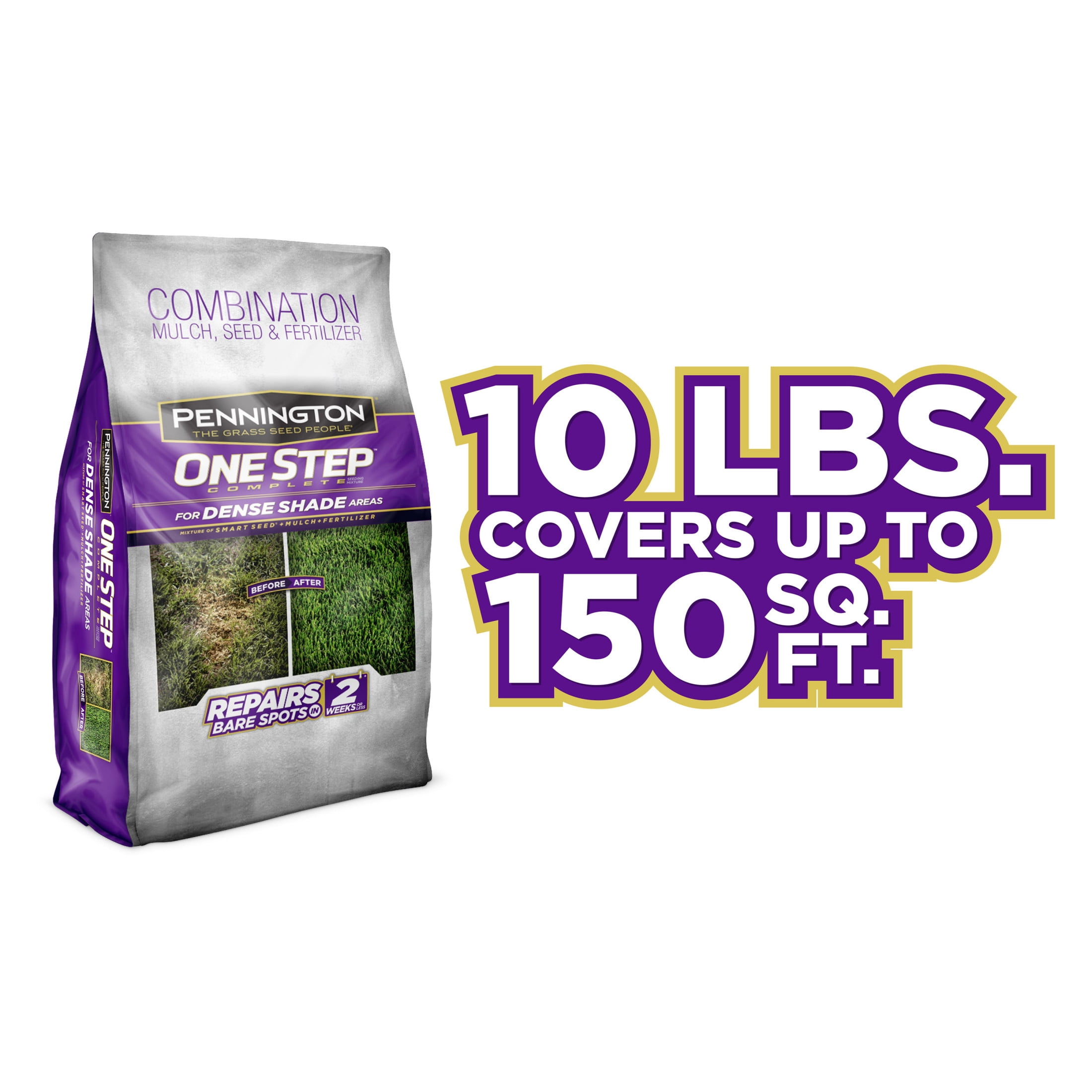 Pennington One Step Complete Dense Shade Patch & Repair Grass Seed Mix, Partial to Full Shade, 10 lb