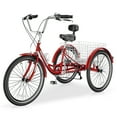 thumbnail image 6 of MOPHOTO Red Adult Tricycle 7 Speed, 3 Wheel Bike Adult, 24/26 inch Wheels Cruiser Bikes with Cargo Basket for Seniors, Women, Men, 6 of 7