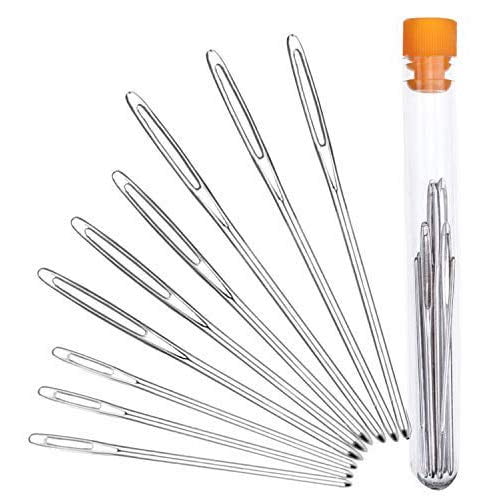 Hekisn Large-Eye Blunt Needles, 9 Piece Stainless Steel Yarn Knitting Needles, Sewing Needles, Crafting Knitting Weaving Stringing Needles,Perfect for Finishing Off Crochet Projects (Silver) (9)