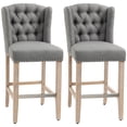 thumbnail image 2 of HomCom Bar Stool, Light Grey, Set of 2, 2 of 9