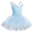 thumbnail image 2 of IBTOM CASTLE Toddler Girls Ballet Leotards Sequin Flower Camisole Ballet Dance Dress Tulle Tutu Skirt Leotard Ballerina Dancewear 11-12 Years Blue, 2 of 8