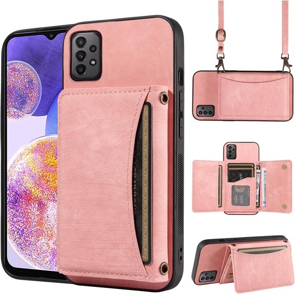 ZUKKASHAN Phone Case For Samsung Galaxy A23 5G/4G Wallet Cover with Crossbody Shoulder Strap and Leather Credit Card Holder Pocket Slim Flip Purse Stand Cell Accessories A 23 23A 6.6 Women Girls