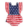 thumbnail image 3 of 4th of July Baby Girls Rompers Stripe Stars Print Ruffles Fly Sleeve Infant Bodysuits Summer Jumpsuits, 3 of 10