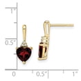 thumbnail image 2 of 10k Solid Yellow Gold Garnet and Diamond Love Heart Earrings 15.7x6.7mm Wide Stud Earring for Women, 2 of 2