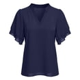 thumbnail image 6 of T Shirts for Women 2026 Summer Short Ruffle Sleeve V Neck Chiffon Dressy Casual Tshirt Blouse Tunic Top, 6 of 7