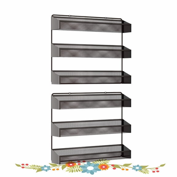 Fuleadture 2 PC 3 layer Spice Racks,Spice Rack Organizer for Cabinet for Kitchen-(Bronze)