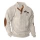 thumbnail image 1 of Blusa y camisa de manga larga con cuello alto para hombre, estilo casual, con estampado de palmeras color cacao, deportiva, con cuello alto, botones y patchwork, de poliéster., 1 of 8