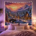 thumbnail image 2 of Snowy Mountain Winter Village with Glowing Chalets, Cozy Cottagecore for Nature Lovers, Scenic Landscape Art Decor, Christmas Gift Tapestry Wall Hanging for Bedroom and Living Room, 2 of 7