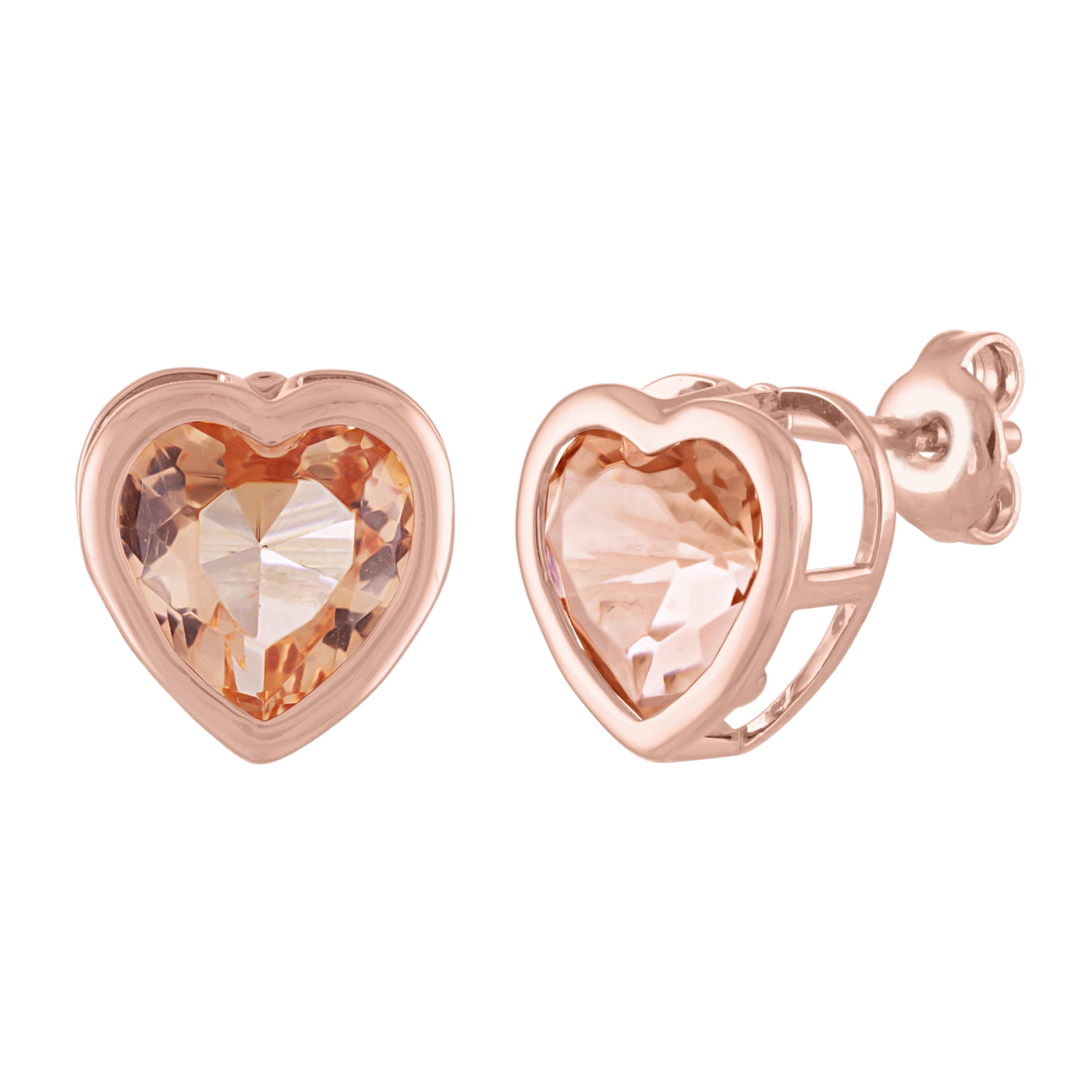 14kt Rose Gold Plated Simulated Morganite Heart and Earring Set