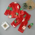 thumbnail image 5 of Girls Satin Pajamas Set Christmas Print 2 Pieces Silky Pjs Long Sleeve + Pants Sleepwear for Kids Christmas Pajamas, 5 of 6