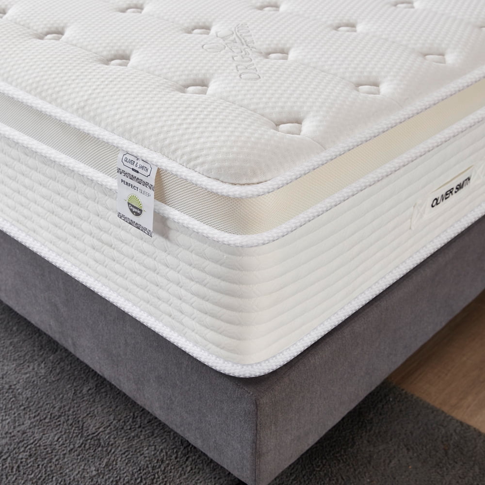 Oliver & Smith Twin Mattress 14 Inch - Hybrid Cool Memory Foam and Spring Mattress - Euro Top Medium Firm - Rolled in a Box