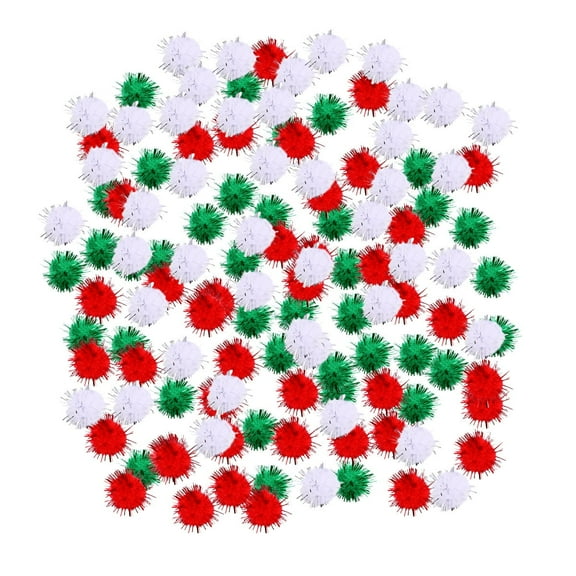 300 Pieces Glitter Pom Poms for Christmas Crafts, Kids' Pompoms, Colorful Decorative Pom Poms