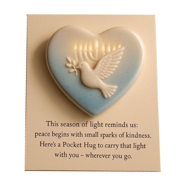 Decoración para el hogar, decoración de habitaciones, decoración de pared. Regalo de bolsillo de Janucá: recuerdo en forma de corazón con tarjeta de mensaje. Incluye adornos artesanales.