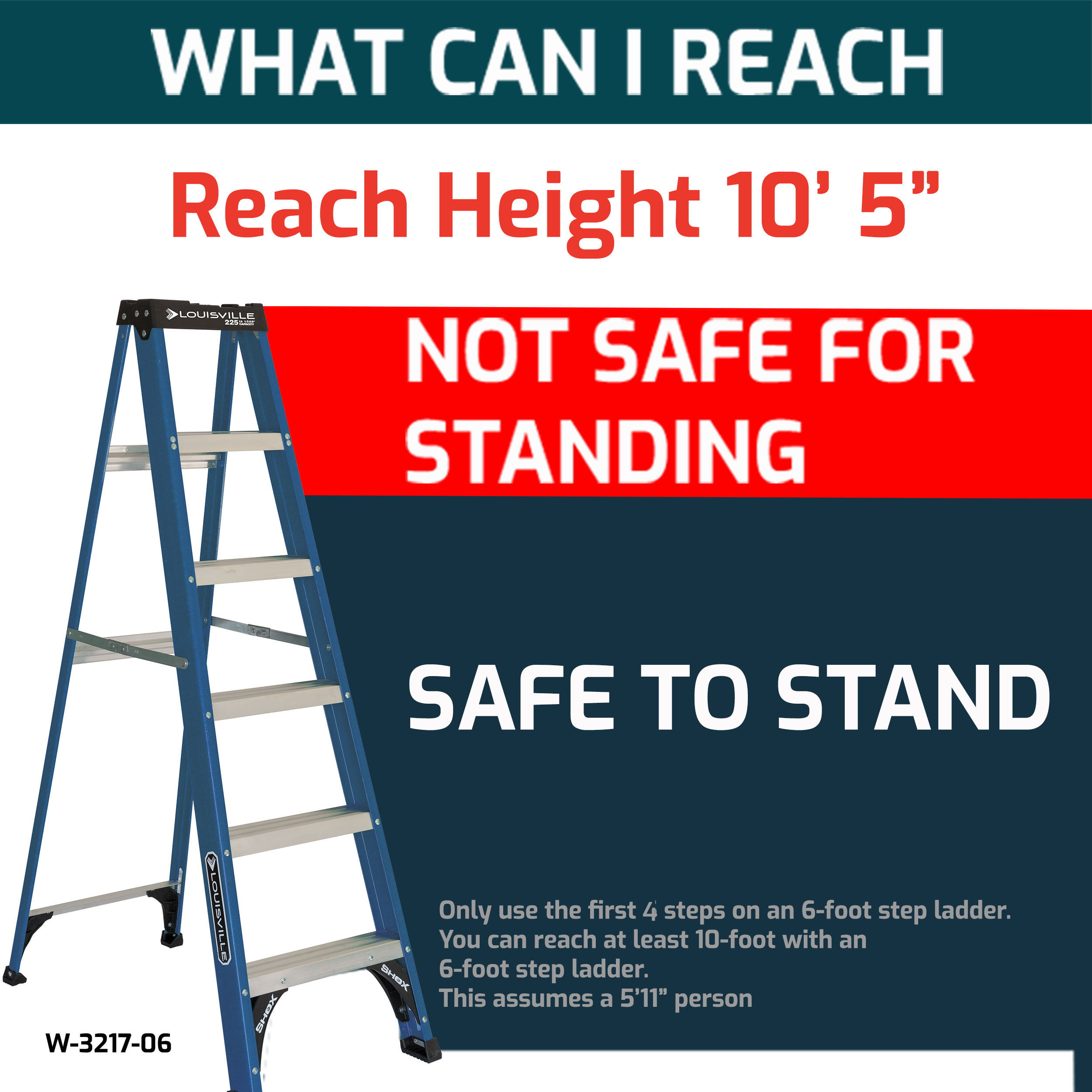 Louisville Ladder 6 Fiberglass Step Ladder 10 Reach 225 Lbs Load Capacity W 3217 06 Walmart Com Walmart Com