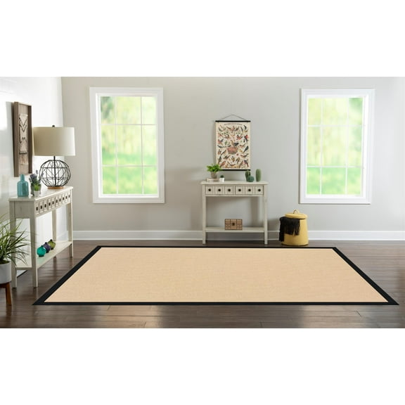 Linon Empire Machine Tufted Wool 8'9"x11' Rug in Natural and Black