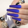 thumbnail image 3 of 100 Pieces Matte Extra Long Press on Nails Coffin False Nails Solid Color Full Cover Fake Nails Matte with Box for Women Girls Nail Decorations (Blue), 3 of 7