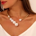 thumbnail image 2 of Collar de perlas de moda exagerada europea y americana, collar simple con pequeñas cuentas doradas Joker, cadena de clavícula exquisita, joyería para mujeres, 2 of 6