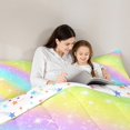 thumbnail image 6 of Manfei Colorful Fairy Tale Full Size Comforter Sets,Rainbow Lines Striped Bedding Comforter Set,Gradinert Blue Yellow Pink Bedding Sets For Girl Teens,Ultra Soft Home Decor Reversible,3pcs, 6 of 9