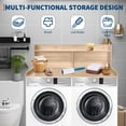 thumbnail image 2 of 2-Tier Waterproof Wood Washer and Dryer Countertop Shelf - 54x27.5" Laundry Organizer with Raised Edge Rails, Anti-Slip Pads, Spacious Storage - Wood Color, 2 of 8