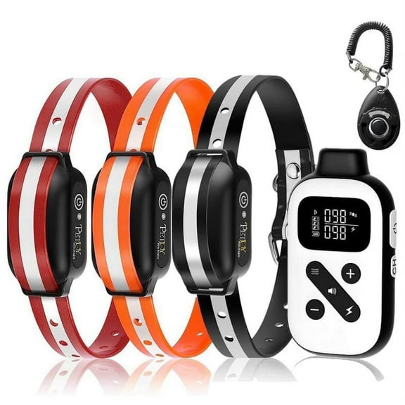 Petjoy 3 Dog Shock Collar for Large Dogs, Automatic Bark Collar with Remote, Bark and Training Collar Combo, Shock Collar with 5 Adjustable Levels of Sensitivity to Suit All Breeds of Dogs