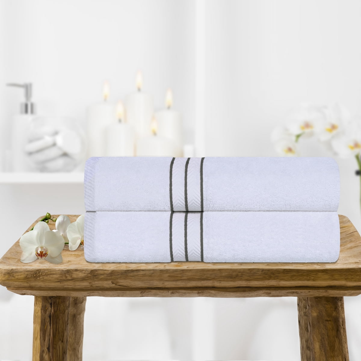 Superior Turkish Cotton Ultra-Plush 2-Piece Charcoal Bath Towel Set