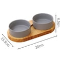 thumbnail image 2 of Laklulu Cuenco de cerámica de Madera Maciza para Gatos Antivuelco Utensilios de Comida universales para Perros y Gatos con Rejilla de Madera, 2 of 5