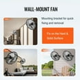 thumbnail image 5 of Wall Mount Fan, 2-Pack 18 Inch Industrial High Velocity Fan, Waterproof, 3 Speed Settings, Max 4000 CFM for Warehouse, Greenhouse, Workshop, Basement, Garage, Indoor Commercial and Residential Use, 5 of 6