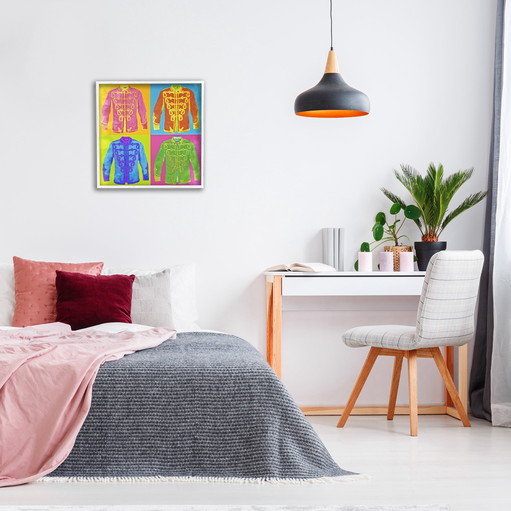 Stupell Industries Modern Hue Jackets Abstract Painting White Framed Art Print Wall Art, 24 x 24