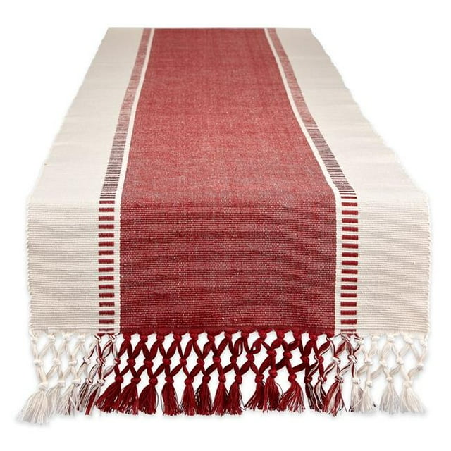 Chemin de Table à Rayures Dobby Rouge Grange 13 x 72 Po