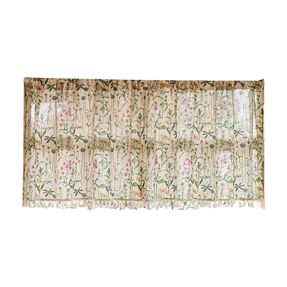 Anckoeil Kitchen Curtain, 39.37x23.62in Semi-Sheer Tassel Short Curtain for Kitchen, Cafe & Bathroom