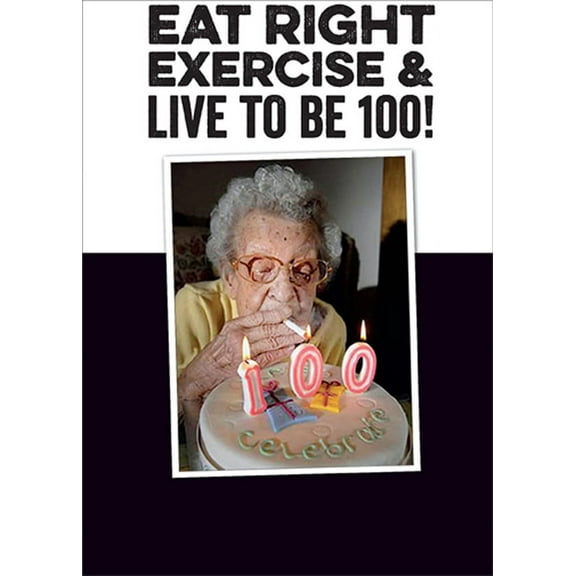 RSVP Eat Right, Exercise and Live to Be 100 Funny / Humorous Feminine Birthday Card for Her : Woman : Women