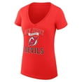thumbnail image 2 of Women's G-III 4Her by Carl Banks Red New Jersey Devils Super-Slim Fit Lightweight Team Logo Graphic V-Neck T-Shirt, 2 of 3