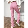thumbnail image 5 of Fashionable High Waist Embroidered  Pants (S, Red), 5 of 7
