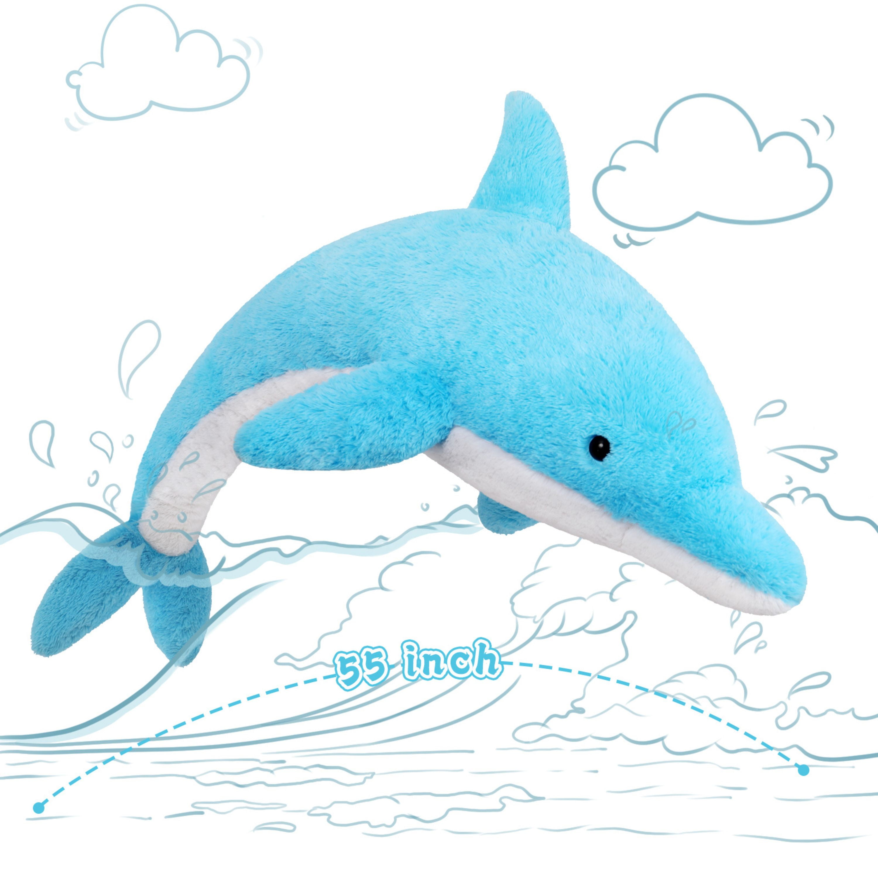 Muiteiur 55" Dolphin Plush Toy Giant Body Pillow Ocean Life Stuffed Animal