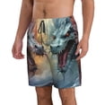 thumbnail image 2 of KLL White And Red Storm Dragon Men's Casual Summer Beach Shorts Hawaiian Shorts with Pockets-Small, 2 of 5