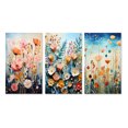 thumbnail image 2 of Designart "Composion de Fleurs Multicolores I" Ensemble d'Art Mural Floral de 3 - Ensemble de Galerie de Plantes Rouges pour Décoration Intérieure, 2 of 6