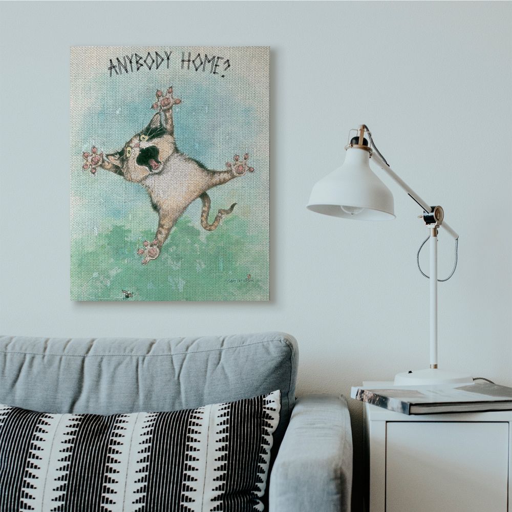 Stupell Industries Anybody Home Funny Cat Cartoon Pet Design Canvas Wall Art by Gary Patterson