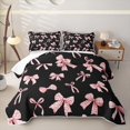 thumbnail image 2 of Manfei Kawaii Polka Dots Quilt Full For Girls,Cute Ribbon Bow Print Full Bedspread Sets For Princess,3 Pieces, 2 of 7