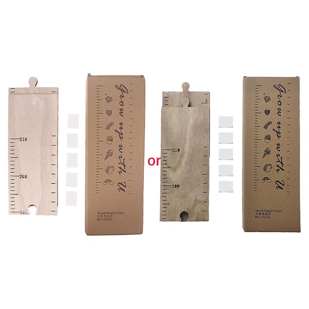 2 Colgante de pared de madera, regla de medida de altura para bebé, pegatina de pared, tabla de crecimiento infantil