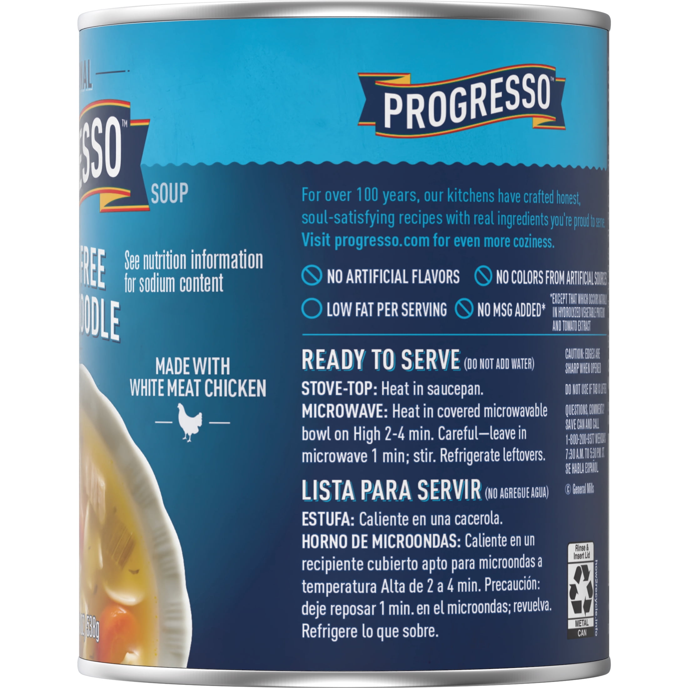 (4 pack) Progresso Traditional, 99% Fat Free Chicken Noodle Canned Soup, 19 oz