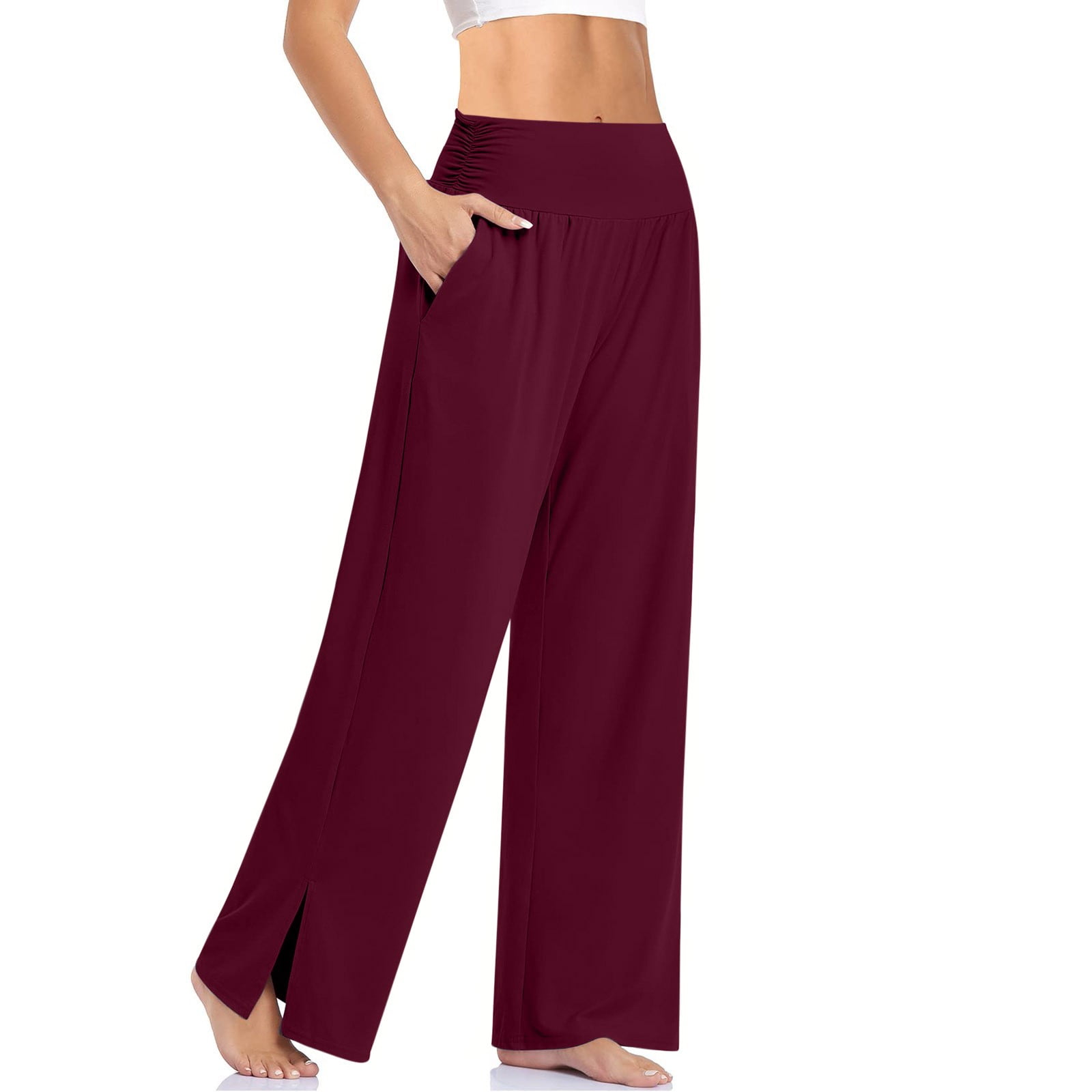 Inner Pocket Yoga Pants 4 Way Stretch Tummy Control Workout Running Pants, Long  Bootleg Flare Pants - Coffee - Walmart.com