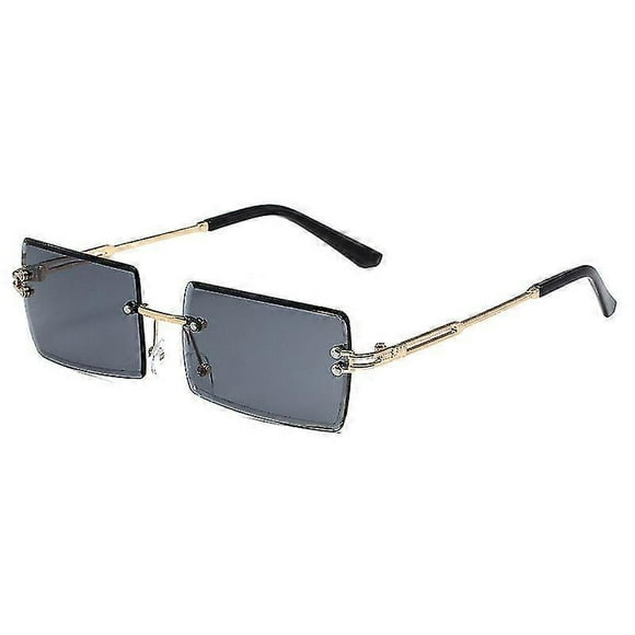 Rimless Rect Sunglasses For Women/men Ultra Metal Frame Eyewear Fash Square (2pcs, )