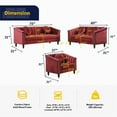 thumbnail image 4 of Pemberly Row 3 Pcs Red Microfiber Living Room Set Modern Velvet Sofa Set pillow, 4 of 9
