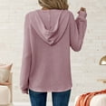 thumbnail image 3 of QQAMB Sweatshirts for Women Waffle Knit V-Neck Button Solid Color Drawstring Fall Trendy Thin Hoodies Sweatshirts, 3 of 7