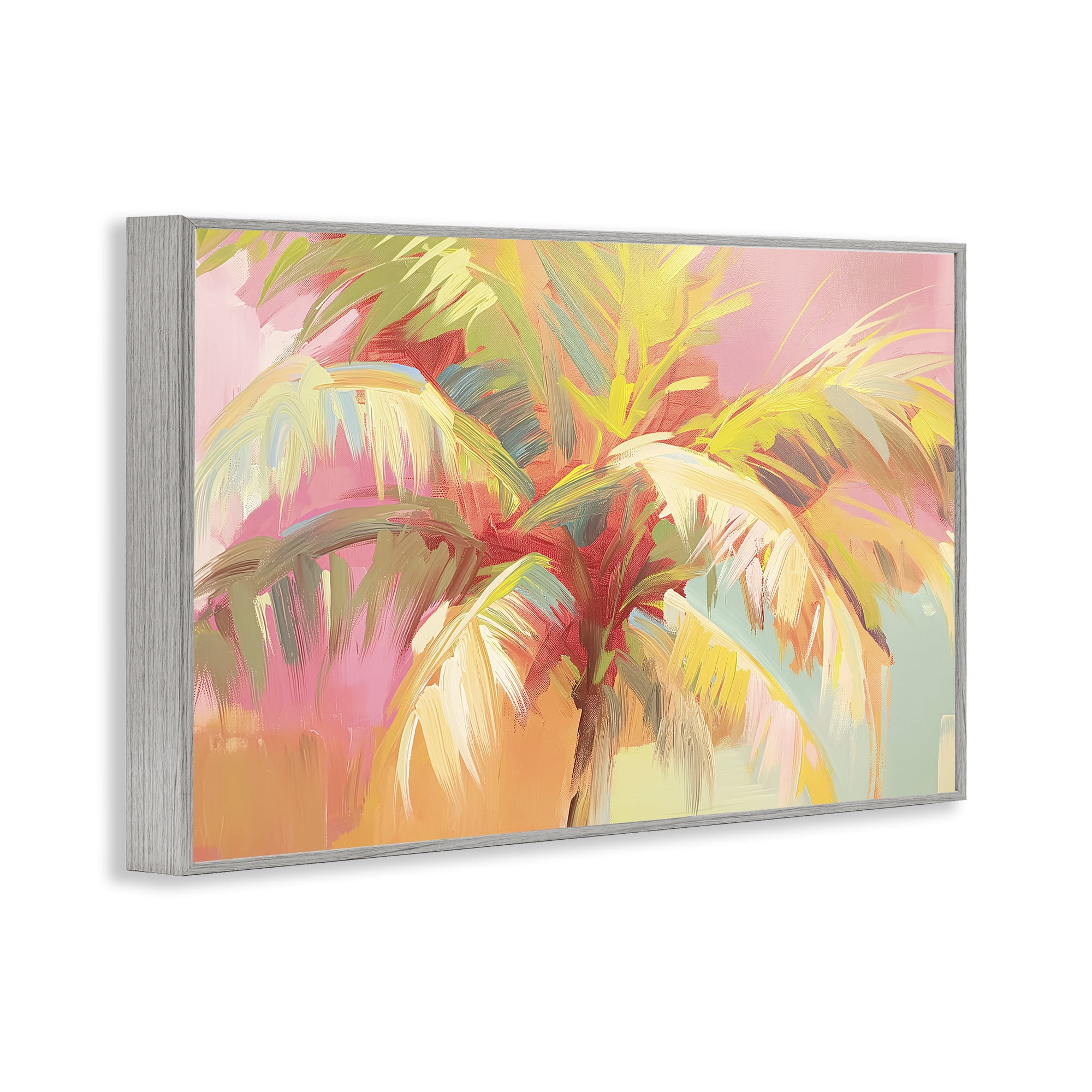 Stupell Industries Warm Palm Leaf Impressions Gray Framed Giclee Art, design by Jacky Ngan